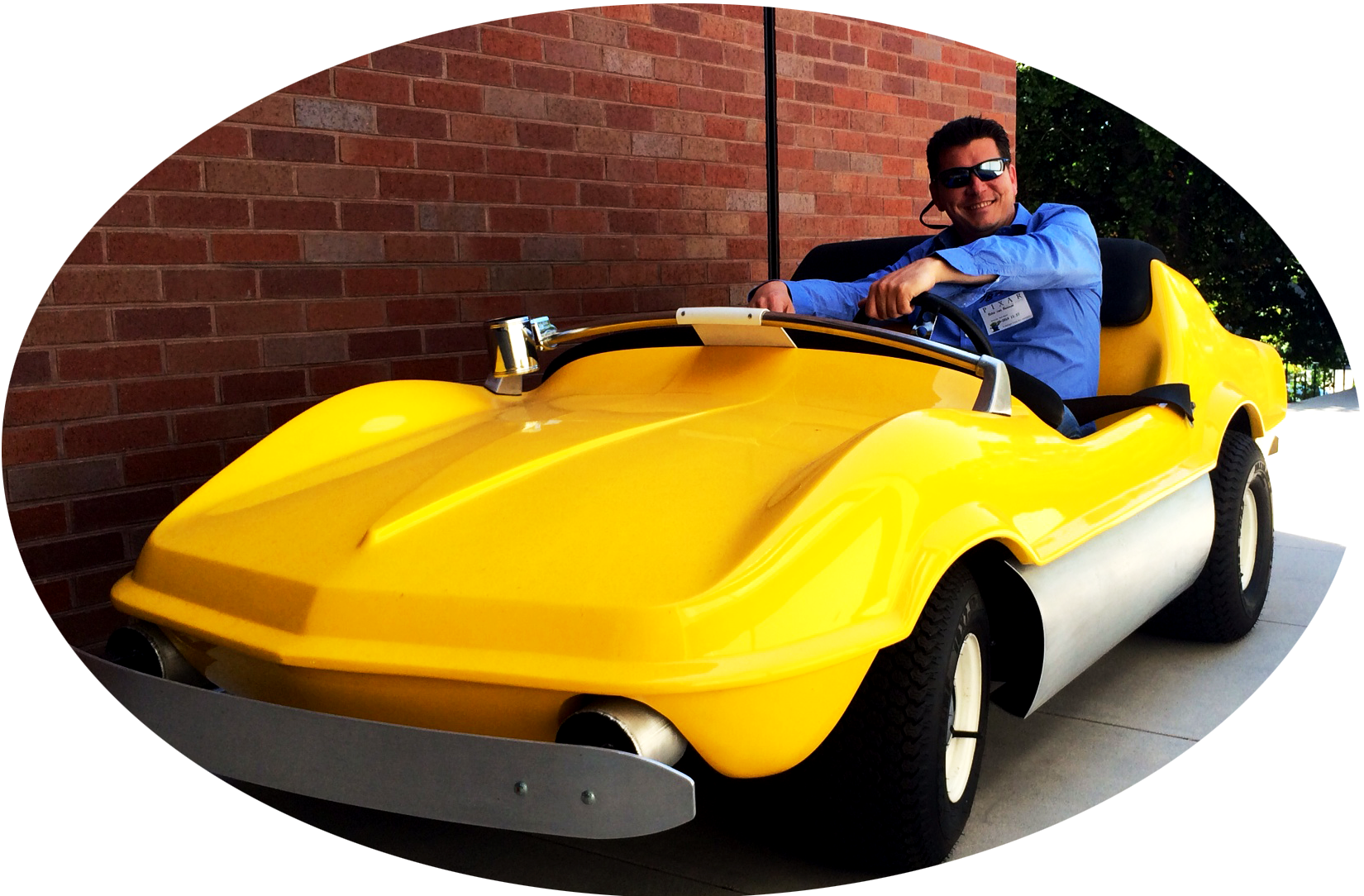 MikeVR in Mark Walsh's ride  at PIXAR visit